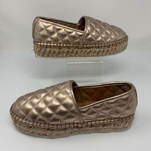 J Slides Size 8 Platform Espadrilles Shoes Rose Gold Metallic Flats